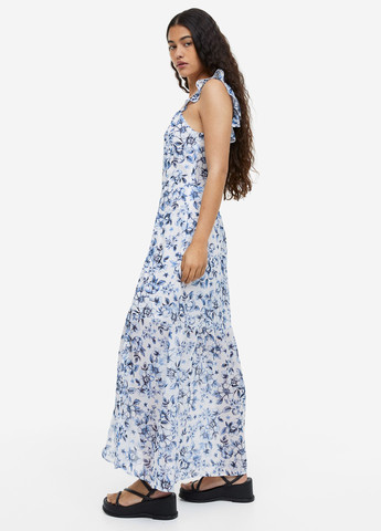 Білий кежуал сукня сукня-комбінація H&M з квітковим принтом