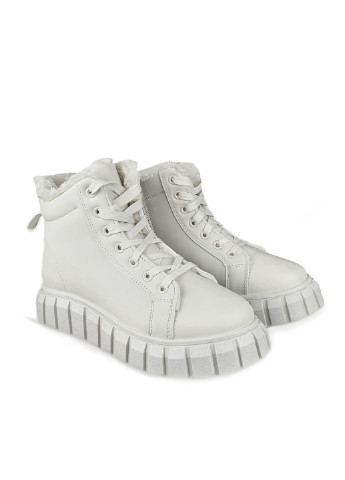 Жіночі зимові черевики білі на платформі та шнурівці. Fashion ботинки (251444255)