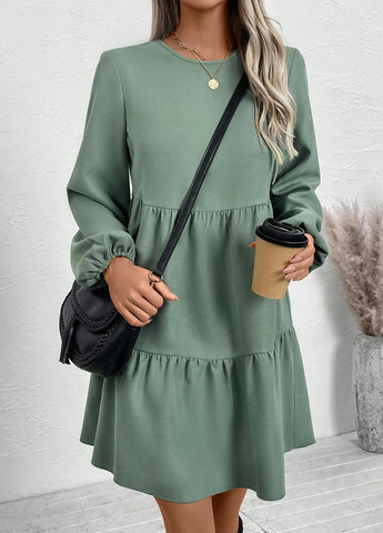 Светло-зеленое кэжуал платье а-силуэт SHEIN однотонное
