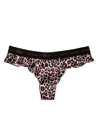 Трусы Victoria's Secret бразилиана леопардовые чёрные повседневные шелк