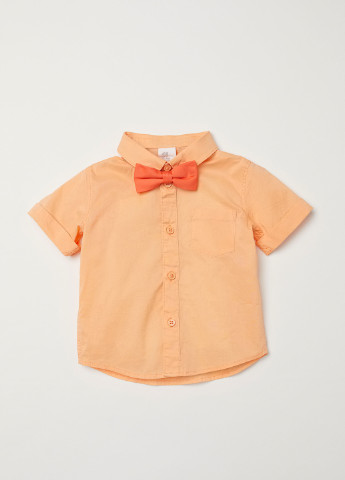 Светло-оранжевая кэжуал рубашка однотонная H&M с коротким рукавом