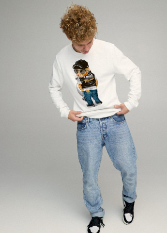 Белый свитшот мужской basic /no flis/ YAPPI рисунок (251791340)