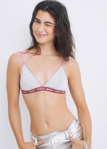 Серо-синий триэнджел бюстгальтер Hi&Bye без косточек полиамид