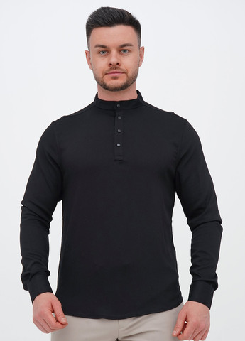 Черная кэжуал, классическая рубашка однотонная Trend Collection