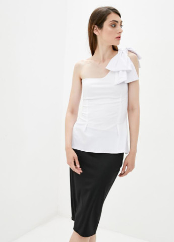 Белая демисезонная женская блуза с бантиком jain Podium