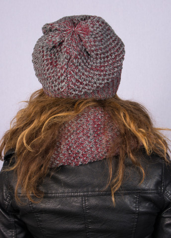Серый зимний комплект (шапка, шарф) Premium
