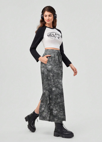 Разноцветная кэжуал тай-дай юбка SHEIN