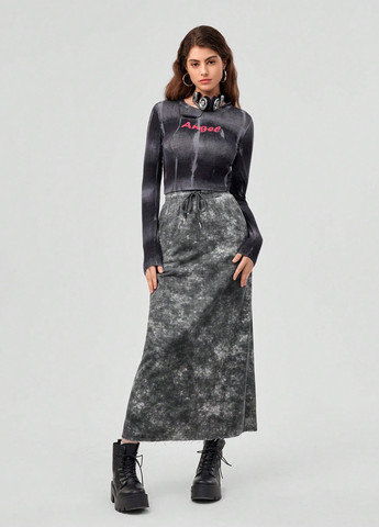 Разноцветная кэжуал тай-дай юбка SHEIN