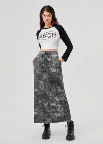 Разноцветная кэжуал тай-дай юбка SHEIN