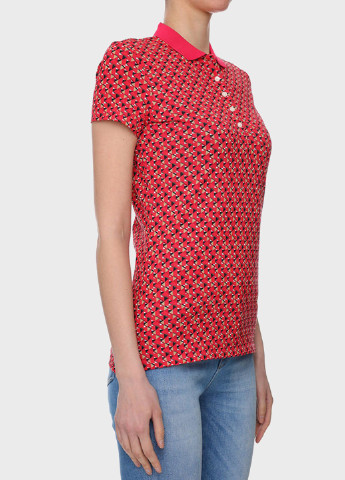 Красная женская футболка-поло Tommy Hilfiger с геометрическим узором