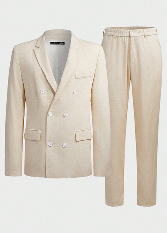 Світло-бежевий демісезонний костюм (піджак, штани) брючний SHEIN