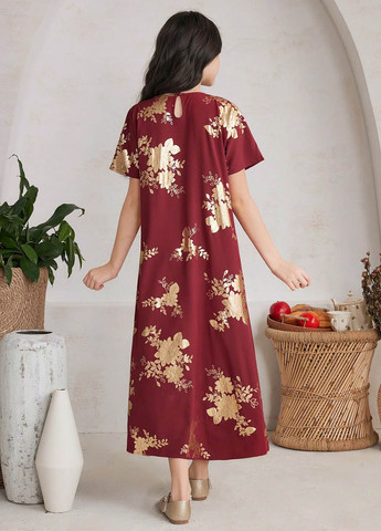 Тёмно-красное платье SHEIN (322908857)