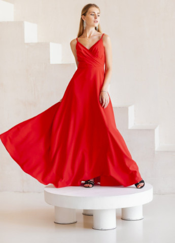 Червона вечірня плаття а-силует, з спідницею-сонце, дзвін, на запах Wayas однотонна