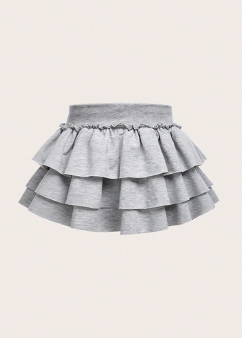 Светло-серая кэжуал меланж юбка SHEIN клешированная, а-силуэта (трапеция)