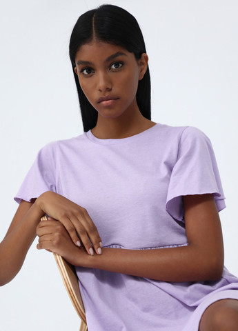 Сиреневое кэжуал платье платье-футболка Lefties однотонное