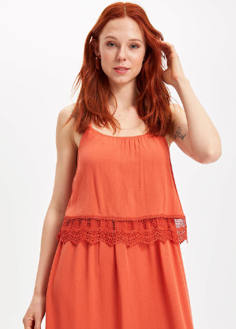Оранжевое кэжуал платье а-силуэт DeFacto