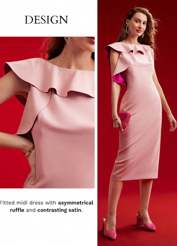 Світло-рожева кежуал сукня футляр SHEIN однотонна