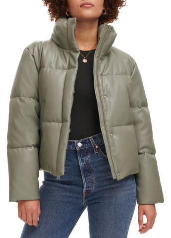 Серо-зеленая зимняя кожаная куртка Levi's