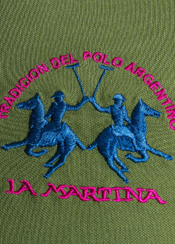Зеленая футболка-поло для мужчин La Martina с надписью