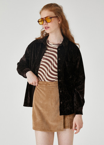 Коричневая кэжуал рубашка однотонная KOTON