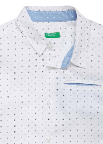 Белая кэжуал рубашка в горошек United Colors of Benetton с длинным рукавом