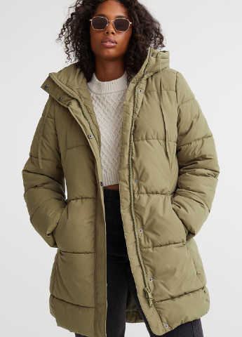 Оливковая демисезонная куртка удлинённая H&M