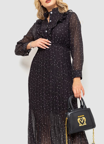 Черное кэжуал платье плиссированное Ager в горошек