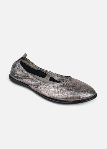Серебряные повседневные серебряные балетки кожаные на плоском ходу Fashion