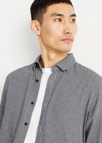 Черно-белая кэжуал рубашка с узором "гусиная лапка" C&A