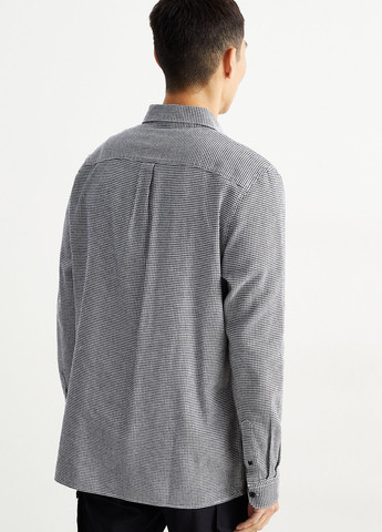 Черно-белая кэжуал рубашка с узором "гусиная лапка" C&A