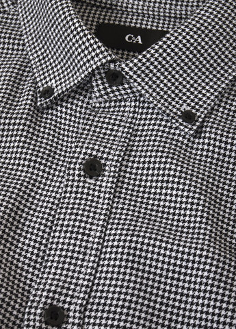 Черно-белая кэжуал рубашка с узором "гусиная лапка" C&A