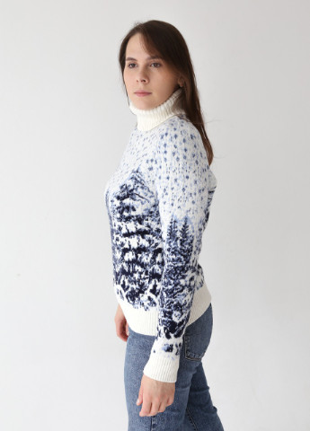 Білий демісезонний светр жіночий білий зимовий з ялинками Pulltonic Прямая