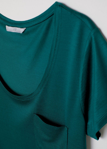 Темно-зеленая летняя футболка H&M