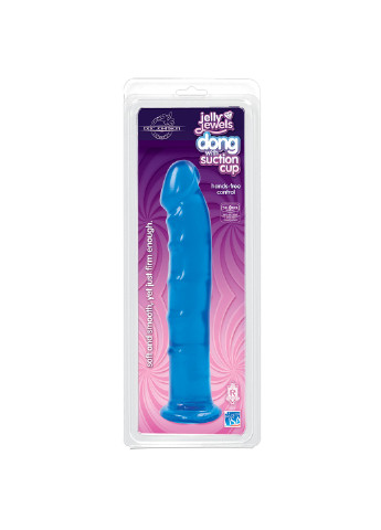 Фалоімітатор Jelly Jewels Dong & Suction Cup Blue, діаметр 3,6см, антибактеріальний ПВХ Doc Johnson (255073488)