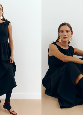 Чорна кежуал сукня кльош Gepur однотонна