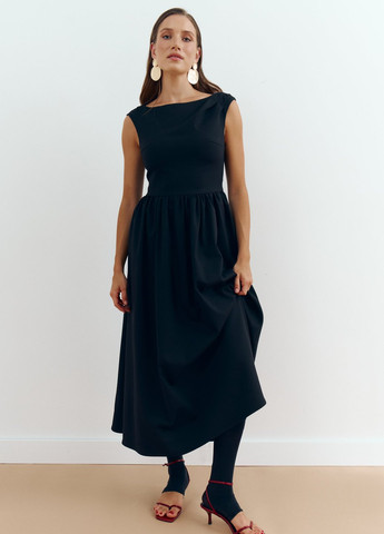 Чорна кежуал сукня кльош Gepur однотонна