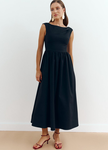 Чорна кежуал сукня кльош Gepur однотонна