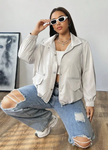 Молочная демисезонная куртка SHEIN