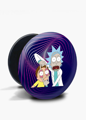 Попсокет (Popsockets) тримач для смартфону Рік і Морті (Rick and Morty) (8754-2082) Чорний MobiPrint (216836458)