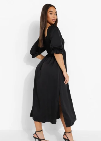 Черное кэжуал платье Boohoo однотонное