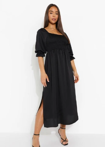 Черное кэжуал платье Boohoo однотонное