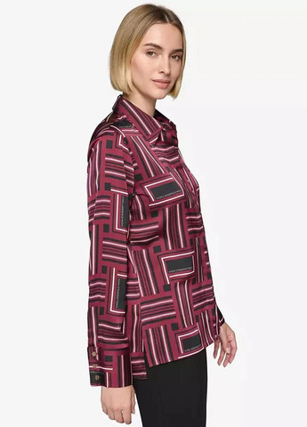 Бордовая классическая, кэжуал рубашка с геометрическим узором Karl Lagerfeld