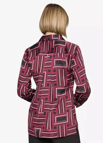 Бордовая классическая, кэжуал рубашка с геометрическим узором Karl Lagerfeld