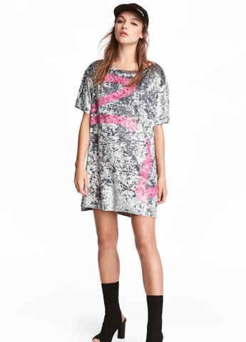 Сіра кежуал сукня сукня-футболка H&M з написами