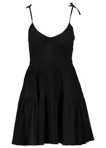 Черное пляжное платье клеш Boohoo однотонное