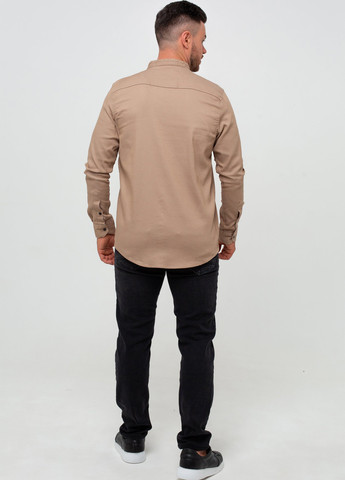 Темно-бежевая джинсовая рубашка однотонная K.O.R