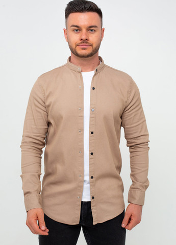 Темно-бежевая джинсовая рубашка однотонная K.O.R