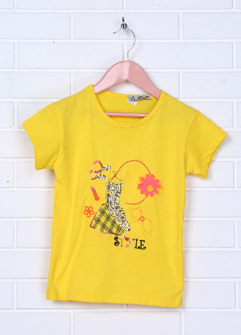 Желтая летняя футболка с длинным рукавом Dofa Kids