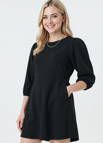 Черное кэжуал платье клеш Sinsay однотонное