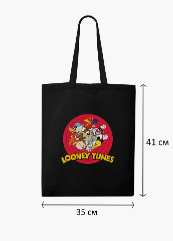 Еко сумка шоппер чорна Луні Тюнз (Looney Tunes) на блискавці (9227-2880-BKZ) MobiPrint (236265580)